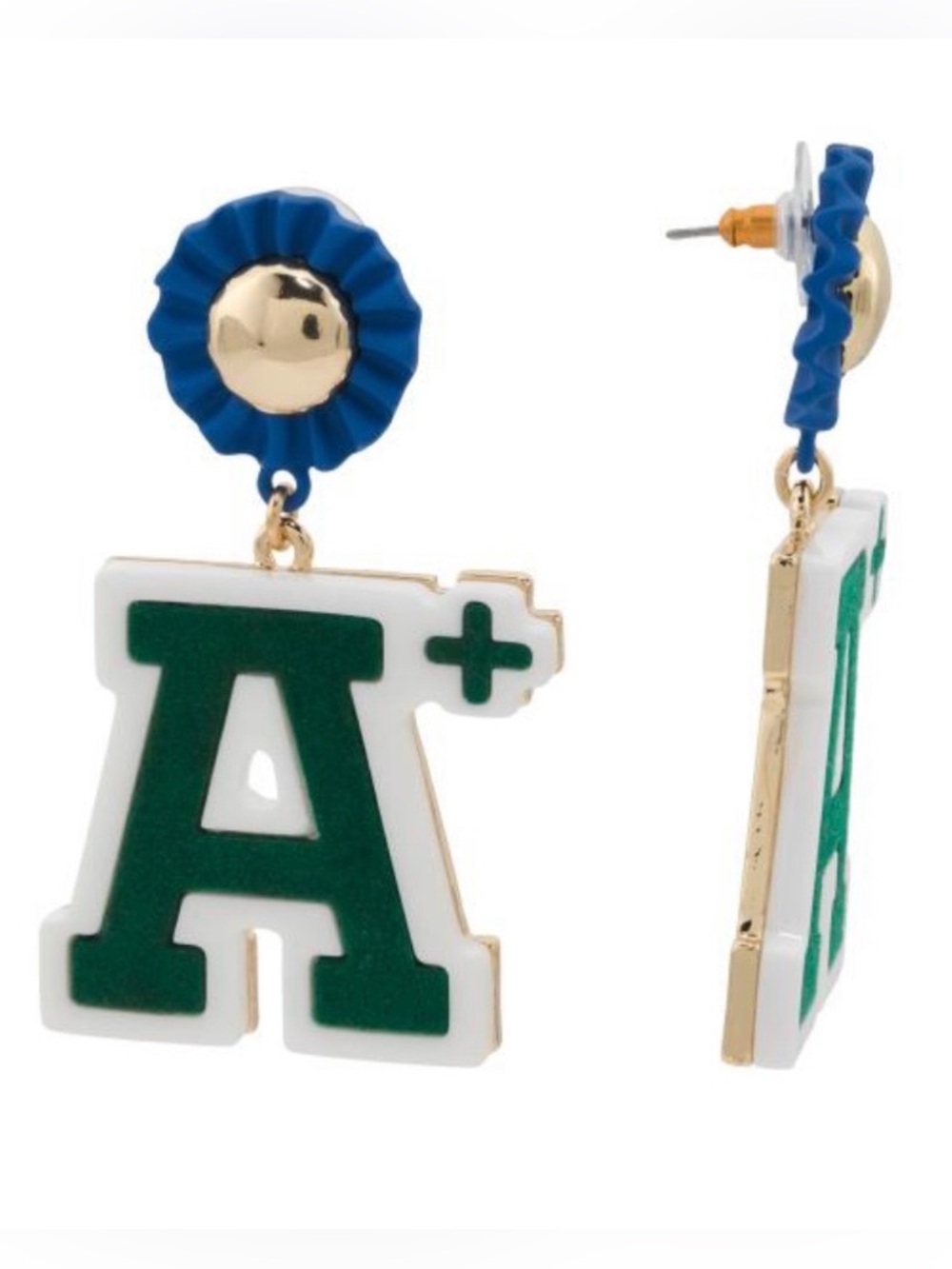 BETSEY JOHNSON Back to School Best in Class A+ Blue Ribbon Drop Earrings NEW NWT